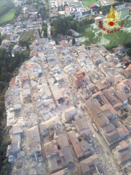 General view following an earthquake in Amatrice, central Italy