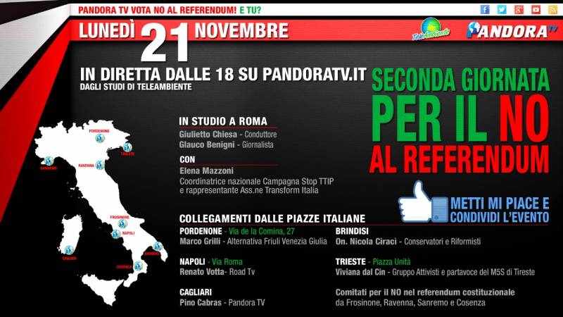 PTV LIVE – Pandora TV in difesa della Costituzione PTV LIVE – Pandora TV in difesa della Costituzione